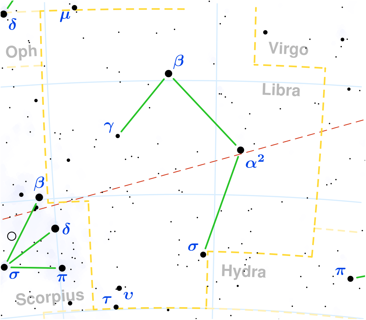 Localización de la constelación de Libra